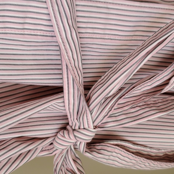 Pink/grey striped Gap maternity shirt dress with pockets in size medium, NWT - Picture 4 of 14